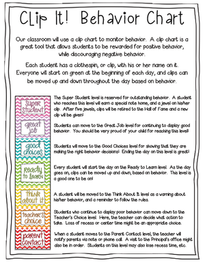 School Behavior Charts For Students